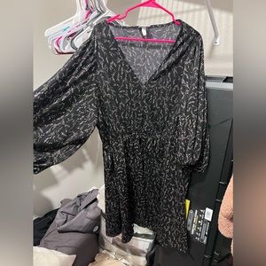 Black dress with colorful florals